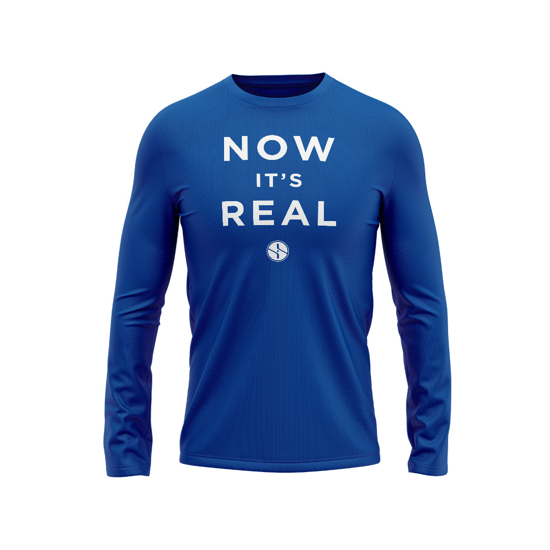 Blue Now It's Real Long Sleeve Tee