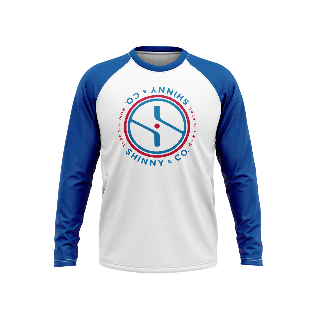 Youth Blue Raglan Sleeve Logo Tee