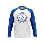 Load image into Gallery viewer, Youth Blue Raglan Sleeve Logo Tee
